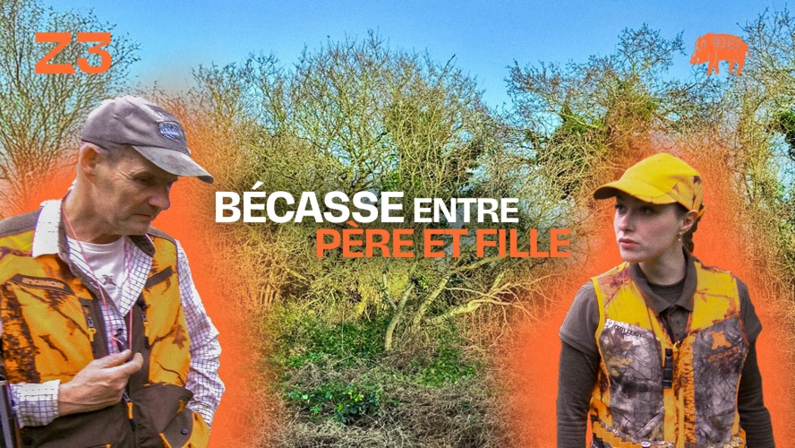 Bécasse entre père et fille à la recherche de la bécasse