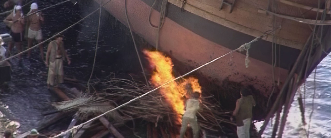Mémoires de Polynésie - Tournage de la série "L'île" - le Blossom en feu