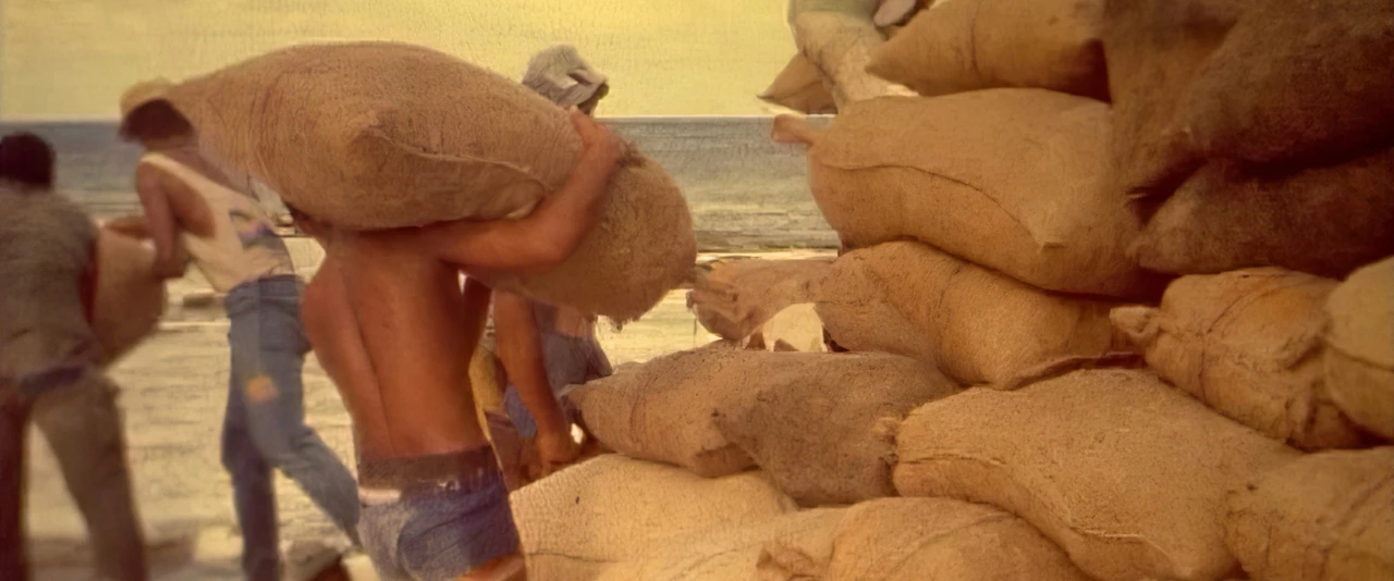 Chargement du coprah à Tupai